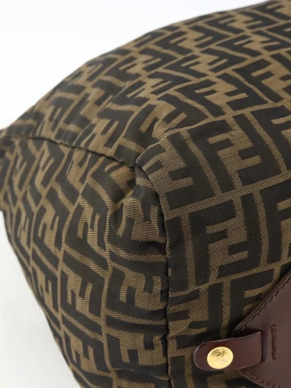 FENDI Zucca Canvas Boston Bag Brown Black Auth bs33227 - Picture 11 of 14